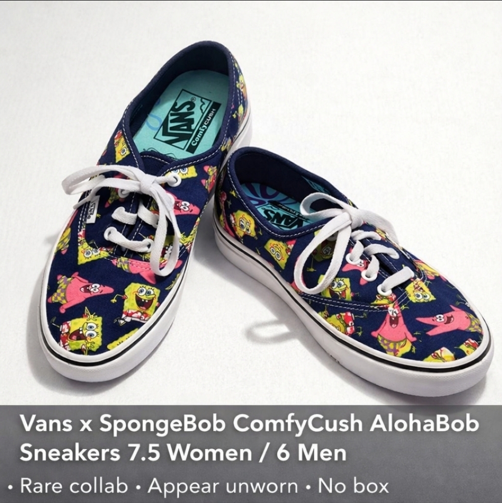 Vans x SpongeBob Sneakers Men’s 6 / Rare Collab / ComfyCush - Picture 9 of 10
